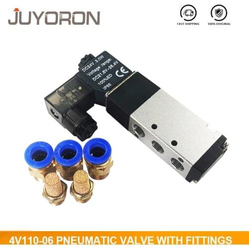Pneumatic Air Solenoid Valve 4V110-06 Electric Magnet Valve 2 Position 5 Way Single Coil DC 24V DC 12V AC 110V AC 220V