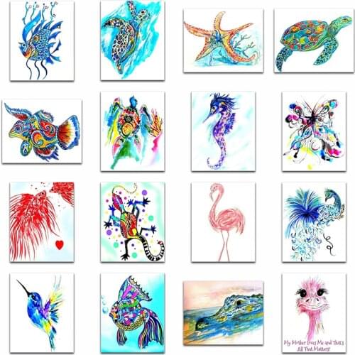 Full Round Diamond painting Colorful Animal DIY 3D Diamond mosaic Fish Full Square Diamond embroidery Cross stitch Ostrich