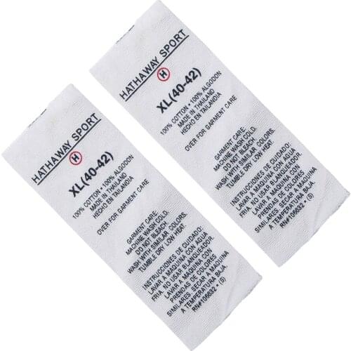 Custom Cotton Ribbon Printed Labels With Care Instruction Text For Clothing Label Customized Soft Cotton Sewing Tags For Clothes