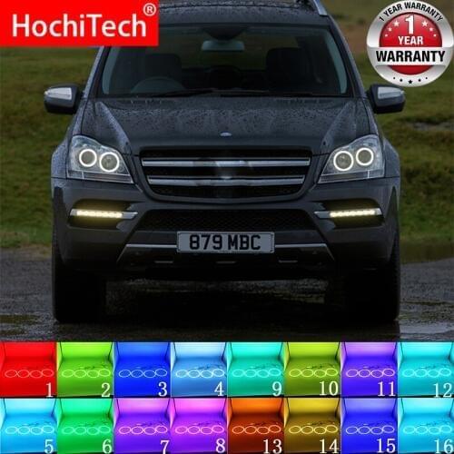 Multi-color RGB LED Angel Eyes Halo Ring Eye RF Remote For Mercedes Benz GLS Class X164 GL320 350 420 450 550 07-12 Accessories