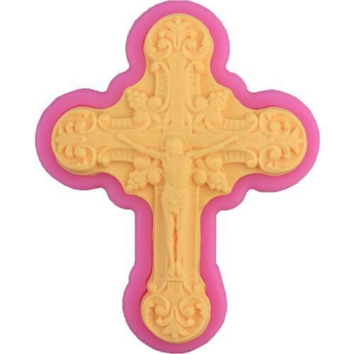 Christmas Beautifully Jesus Cross Shape Candy Fondant Cake Molds Kitchen Baking Chocolate Moulds Cake Decorating Tools E286