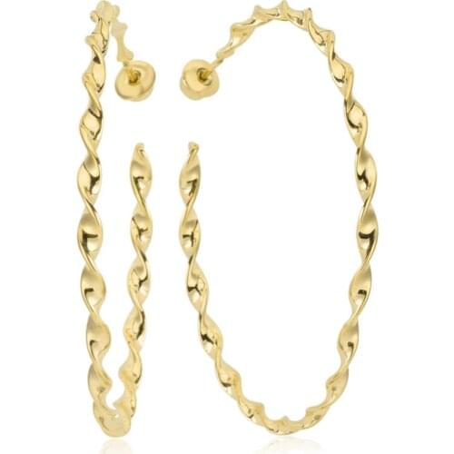 Valori Jewels Twisty, Gold Plated, Sterling Silver Hoop Earrings
