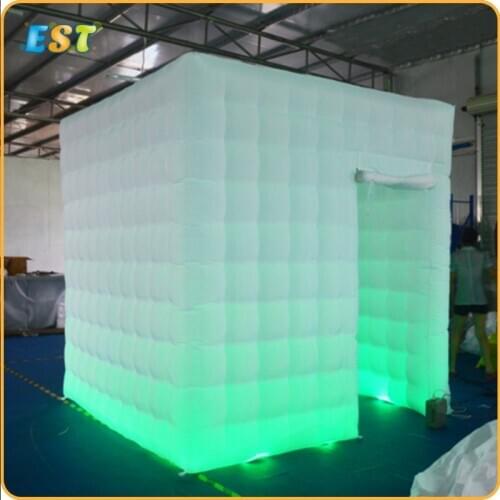 Corner one door LED inflatable photobooth cube oxford buy a inflatable photo booth enclosure for party wedding outside or inside