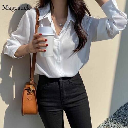 All-match Chic Black Korean Elegant Shirt Fashion Women Tops and Blouse White Blouse Bottoming Shirt Office Lady Clothes 11397