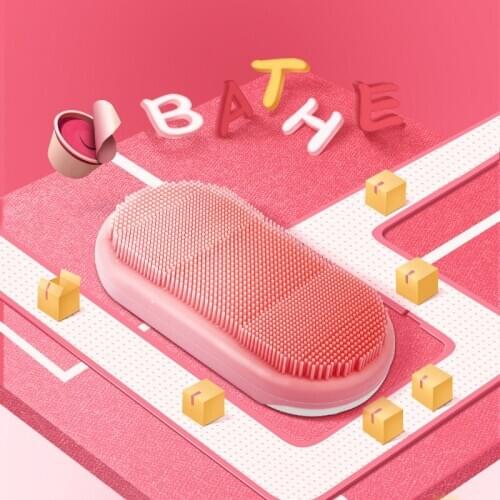 Bathroom multifunctional electric silicone oval massage comfortable and relaxing long handle bath brush