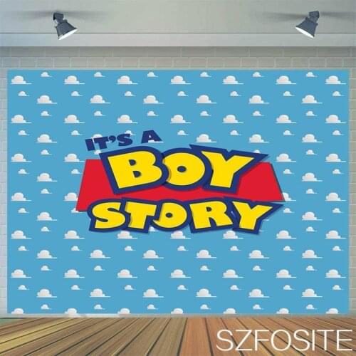 Blue Sky White Cloud Photography Background Cloth Boys Birthday Photo Cake Table Decoration Picture Custom Kids Vinyl Backdrop