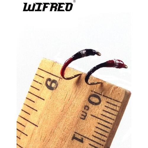 Wifreo 6PCS #14 Red & Black Larva Pan Fish Fly White Fish Blue Gill Perch Fishing Nymph fly