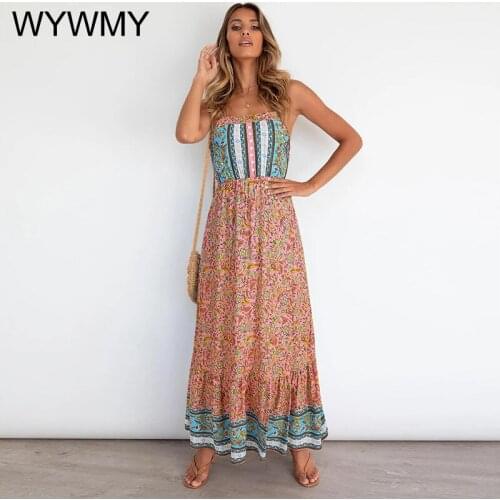 WYWMY Sexy Floral Print Dress Summer 2021 New Casual Sleeveless Boho Beach Holiday Sundress Women Button Up Maxi Dress Vestidos