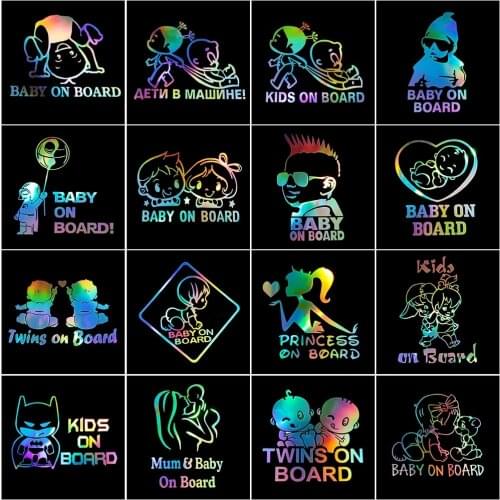 Funny Laser Auto Decor Sticker,Creative Styling Baby on Car,For Toyota Ford Honda Hyundai Kia Nissan,15cm*8cm