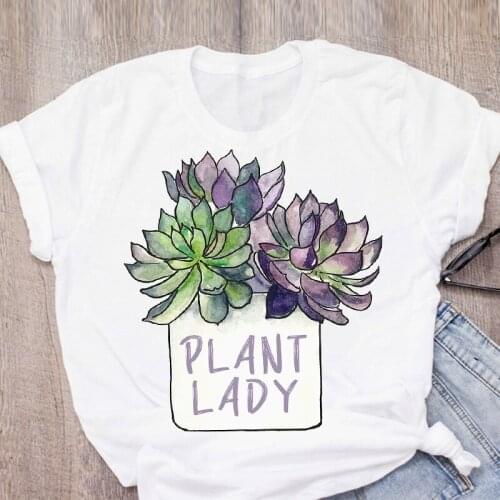 Women Graphic Plant Lady Sweet Floral 90s Cute Lady Print Summer Lady Tops T-Shirt Shirt Womens Clothing Tees Female T Shirt