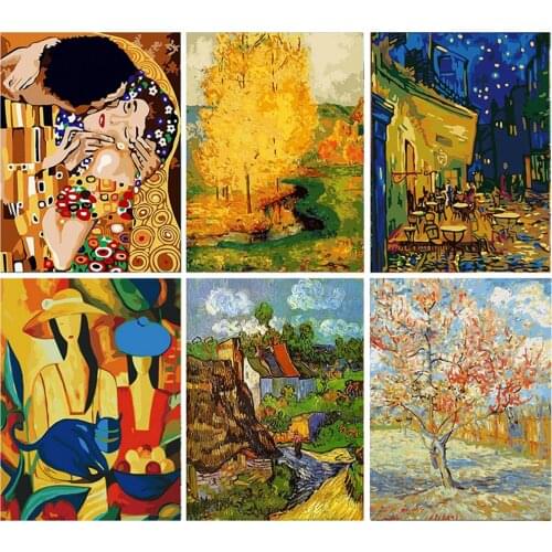 Famous oil painting Paint By Numbers Pictures For Adults On Canvas With Framed Abstract Digital Coloring Drawing Home Decor