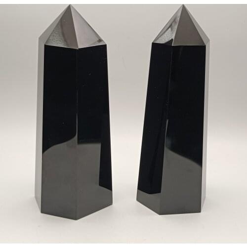 1pc Natural Rock Obsidian Hexagonal Column Crystal Point Mineral Ornament Healing Wand Home Decor DIY Gift Decoration