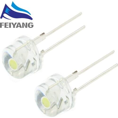 10PCS F8 8MM 0.5W 3.0-3.2V Straw hat LED White Red Green Blue Yellow Super bright LED lamp Wide Angle Transparent LED Lamp