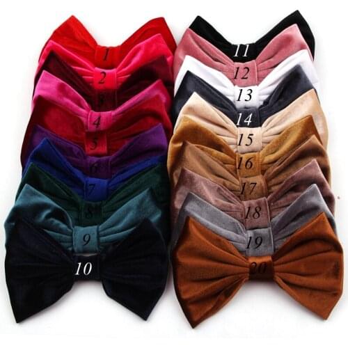 10pcs/lot New Party 7'' Big Velvet Bow For Kids Headwear Winter Large Hair Bow Alligator Clips Kids Solid Velvet Headbands
