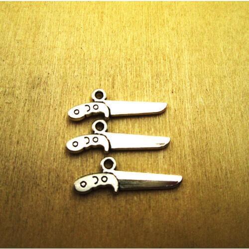 15pcs 28x10mm dagger Charms, knife Charm pendants DIY necklace/ bracelets charms antique silver tone