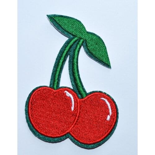 Cherry cherries fruit retro vegas slots applique iron on patch (size is about 5.7 * 7.5 cm)