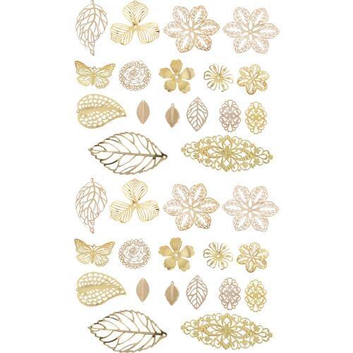 34pcs Metal Filigree Leaf Flower Charms Pendants Jewellery Making Findings