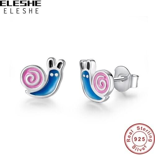 925 Sterling Silver Cute Snail Earrings for Women Girls Kids Small Animal Ear Studs Pendientes Fine Jewelry Birthday Gift