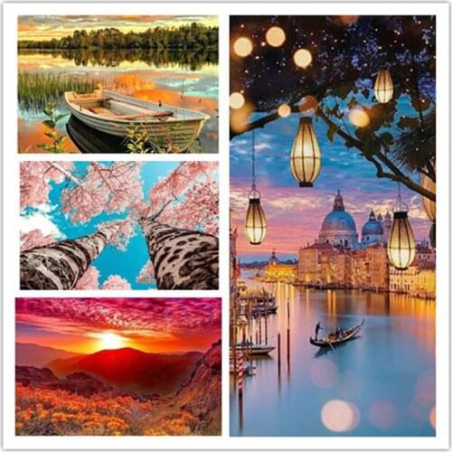 DIY Landscape 5D Diamond Painting Full Round/Square Drill Scenic Diamond Art Embroidery Cross Stitch Sunset Home Decoration