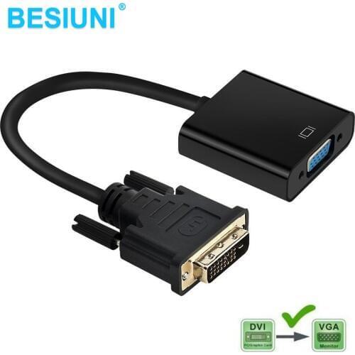 BESIUNI DVI to VGA Adapter 1080P DVI-D 24+1 to Female VGA Vedio Cable Converter for DVI Enabled devices, PC, DVD, Monitor