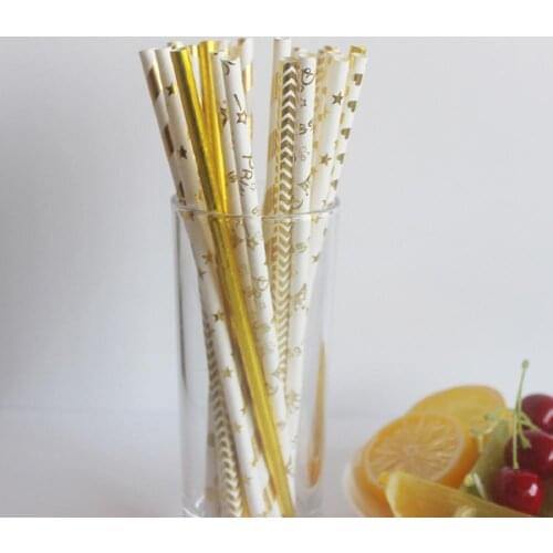 Paper 25Pcs/Bag Convenient Stylish Stripe Pattern Water Straw Delicate Straw Lightweight for Gifts