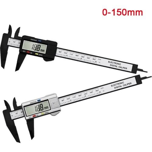 0-150mm 6-inch LCD Digital Caliper Electronic Gauge Carbon Fiber Vernier Micrometer Ruler Measuring Tool 0.1mm