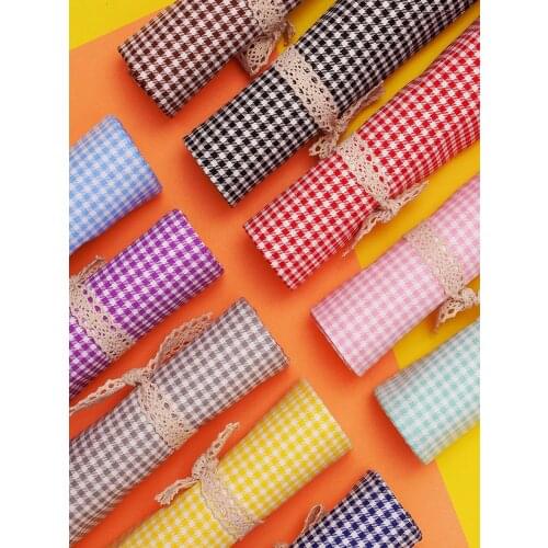 Plaid Fabric Pure Cotton 100% Rainbow Decorative Curtain Tablecloth Cloth Dress DIY Grid Brocade Sewing Dresses Red Blue Green