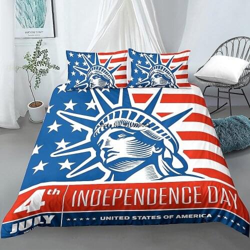 Home Decoration 2-3 Pieces US American Statue of Liberty Bedding Set Duvet Cover Comforter Euro King Queen Living Room Furniture