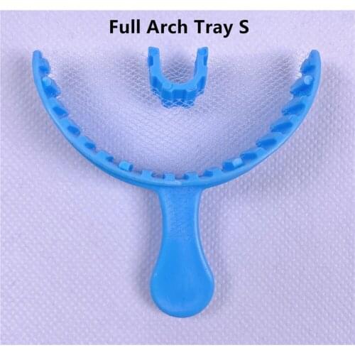 Small Dental Impression Trays Triple Bite Registration Denture Full Arch Tray Net Gauge Hole Blue