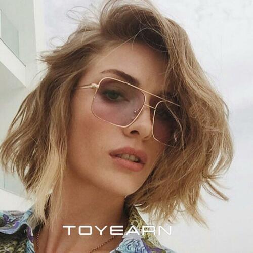 Fashion Brand Design Ladies Oversized Square Sunglasses Women Men Vintage Metal Big Frame Sun Glasses For Female UV400 oculos