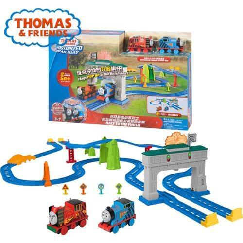 Thomas & Friends Motorized Railway Race to the Finish Track Builder Train Toys Racing Car 2pcs Train Kid Toy FRL57 For Birthday