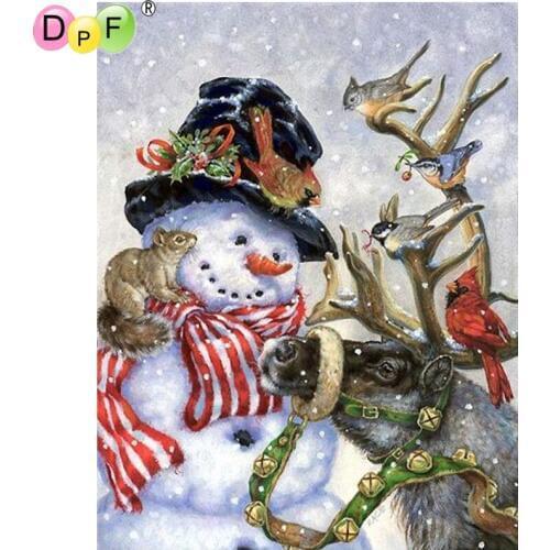 DPF DIYmosaic 5D diamond painting snowman animal diamond embroidery kit home decor cross stitch diamond full square crafts gift