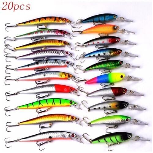 20/48/56 Pcs Mixed Colors Fishing Lure Set Minnow Baits Kit Wobbler Crankbaits With Box Treble hooks Tackle Hard Bait