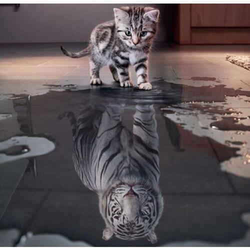 New Diamond mosaic full diamond embroidery beads Tiger in Heart Cat diamond cross stitch painting handwork wall home decor