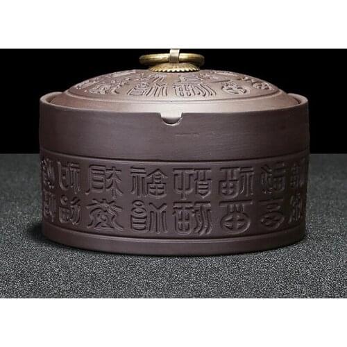 Purple Clay Ashtray Creative Office Hosehold Smoking Holder Ash Tray with Tray Suitable As Friend Gift Home Decor