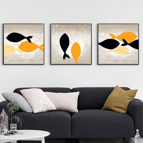 Nordic Shoal of Fish Poster Canvas Print Painting Wall Art Living Room Home Decoration