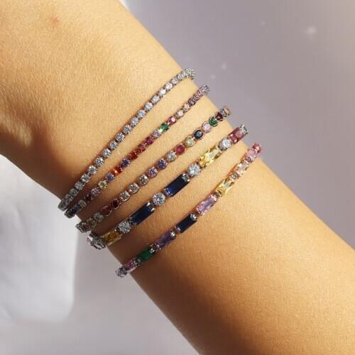 Gold Filled Zirconia Bracelet&bangle Womens Rainbow CZ Cross Bracelet Luxury Adjustable Heart Evil Eye Snake Chain Bracelet