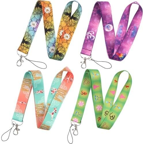 Ransitute R1346 Yoga Color Painting Art Key Chain Lanyard Neck Strap For Phone Keys ID Card Creative Lanyards