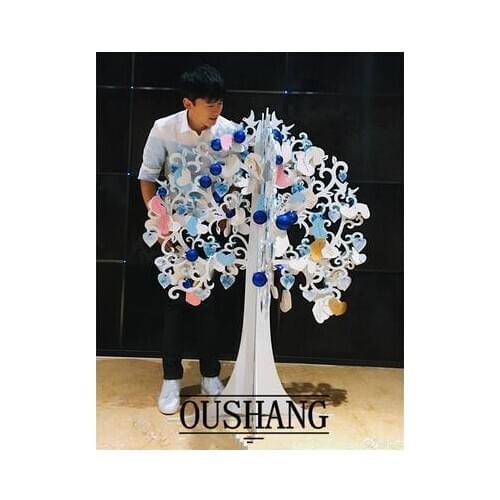 New wedding props PVC carving road lead wishing tree Fairy tale theme wedding lucky tree welcome guests sign in decorations