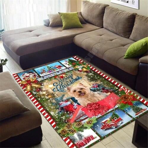 Christmas Funny Dog Rug 3D All Over Printed Carpet Mat Living Room Flannel Bedroom Non-slip Floor Rug