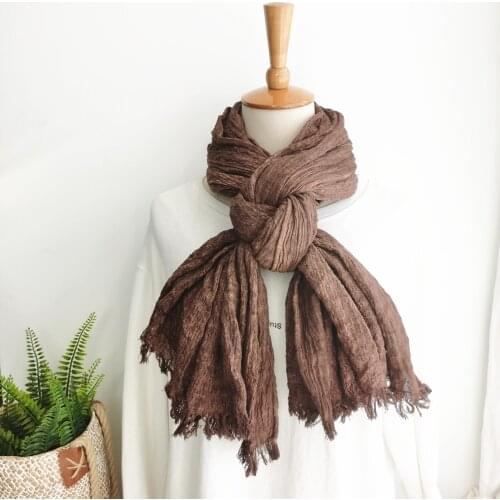 2020 New Design Japanese Unisex Style Winter Scarf Cotton Plain Solid Color ong womens Scarves Shawl Vintage Warm Men Scarf