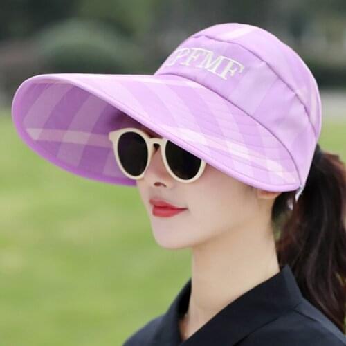 Summer New Womens Sun Hats Canvas Adjustable Visor Caps Large Wide Brim UV Protection Fashion Empty Top Outdoor Beach Hat