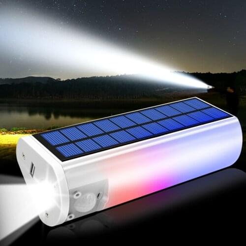 Solar Flashlight USB650lm Waterproof Solar Camping Light Recharge Outdoor Portable Flashlights For Emergency Fishing Night Light