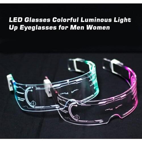 LED Glasses Colorful Luminous Light Up Eyeglasses For Men Women Halloween Party Bar Music Festival Acrylic Glasses
