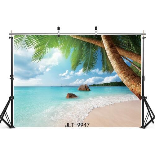 Vinyl Photography Backdrop Summer Beach Palm Tree Photo Background for Photo Studio Newborn Baby Shower Kids Portrait Photobooth