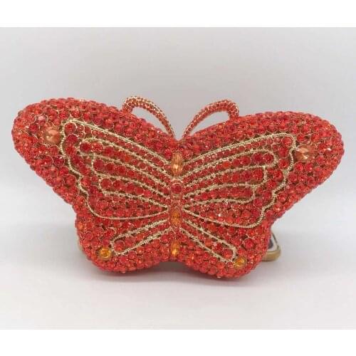 Butterfly Women Gold/AB Silver/Red/Black/Green/Blue Color Evening Bags Clutch Bag For Wedding Party Birthday Gift Clutches Bags
