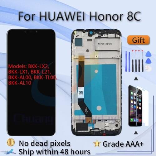 For Huawei Honor 8C BKK-LX2 LX1 L21 AL00 TL00 AL10 LCD screen assembly with front case touch glass,With repair parts LCD Display