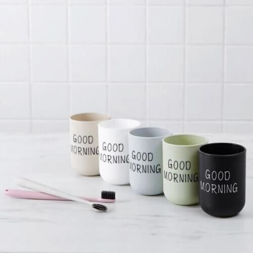 Bathroom Toothbrush Circular Cup Simple Plain Cup Couple Tooth Cup Good Morning High Quality Practical Delicate Durable