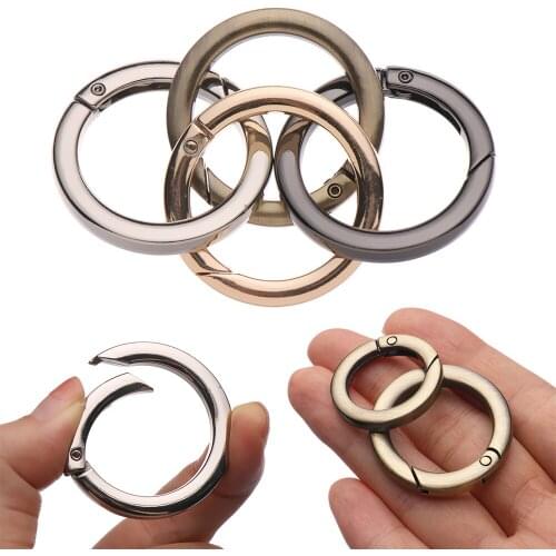 1pc Zinc Alloy Plated Gate Spring O-Ring Buckles Clips Carabiner Purses Handbags Round Push Trigger Snap Hooks