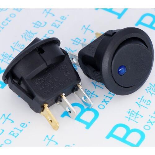10Pcs/Lot Blue Light Cat Eyes Rocker Switch Kcd1-2 Upper Circle Below Power Switch 6A/250V 10A/120V